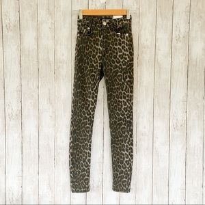 Zara High Rise Leopard Skinny Jeans Size 00 NEW